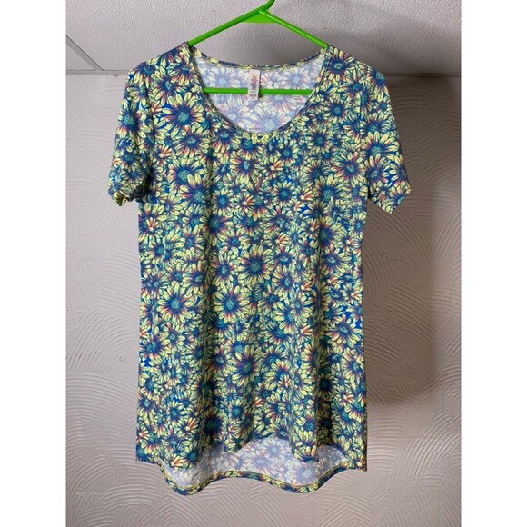 Lularoe Classic T XS Blue and Yellow Flowers - Picture 1 of 4